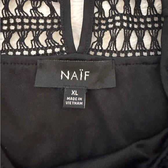 NAIF Black Crochet Detail Tank Top - Picture 4 of 7